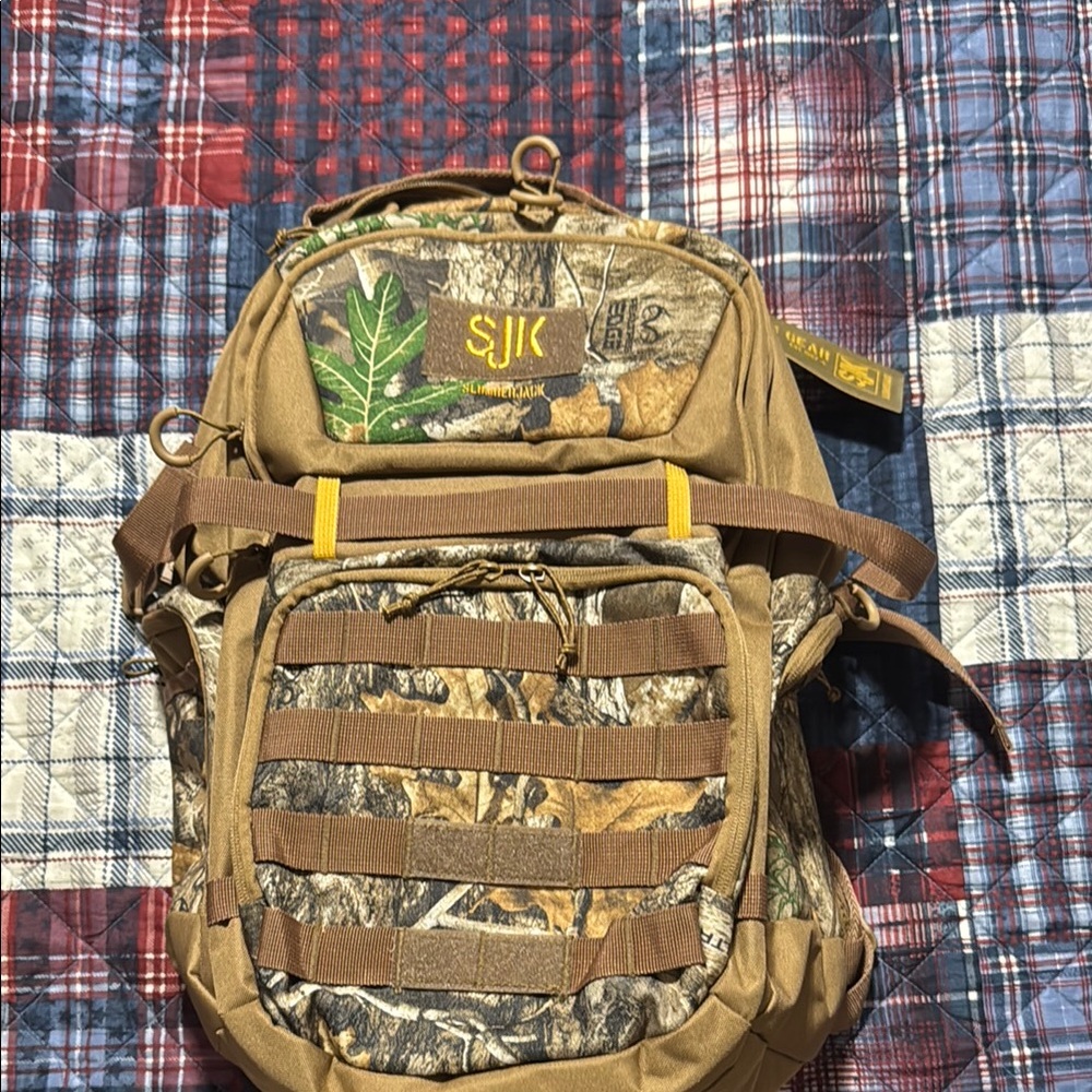 Brown and Tan Tactical Backpack with Durable Material